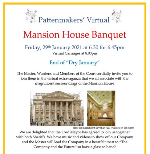 Invitation to the Mansion House Banquet, including “virtual carriages”!